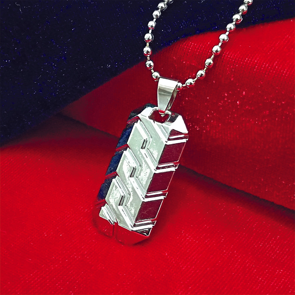 Jewelmaze Minimal Geometric Pattern Enamel Pendant with Chain for Men's