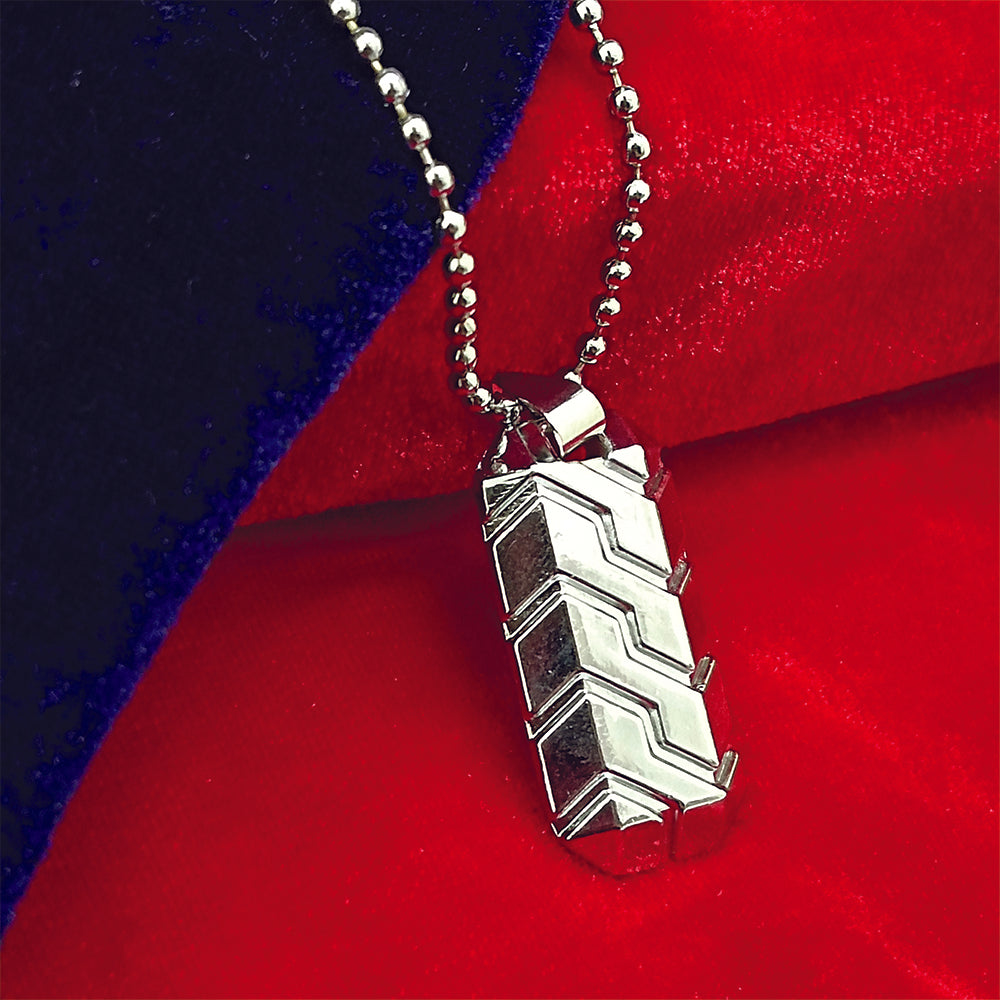 Jewelmaze Minimal Geometric Pattern Enamel Pendant with Chain for Men's