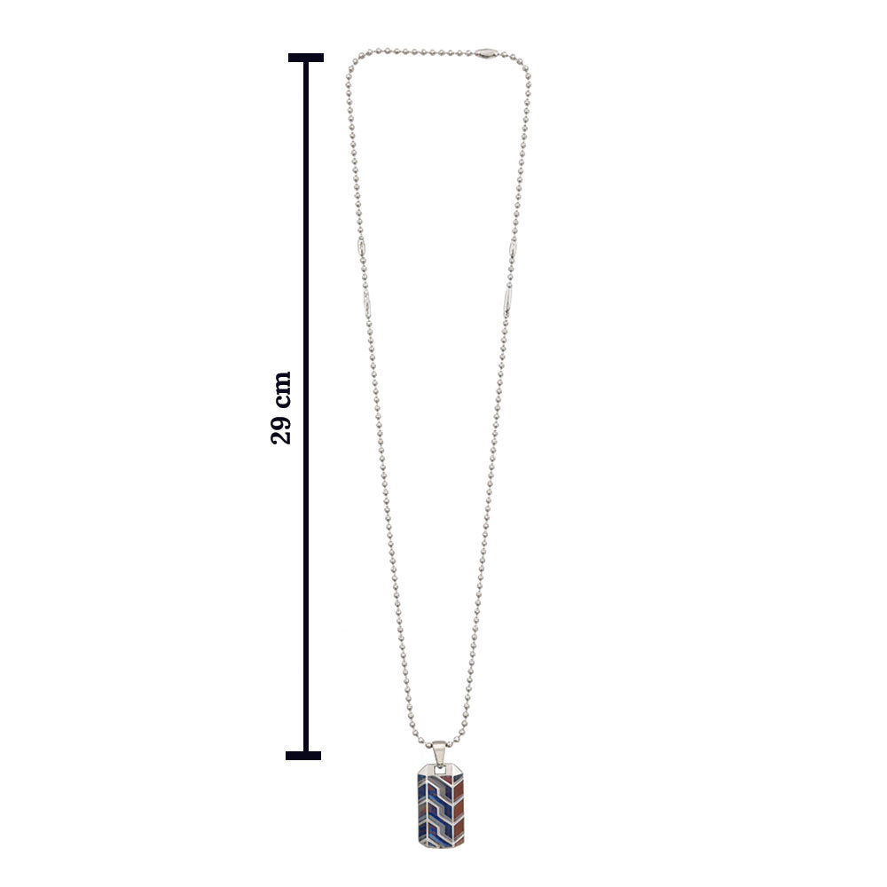Jewelmaze Minimal Geometric Pattern Enamel Pendant with Chain for Men's
