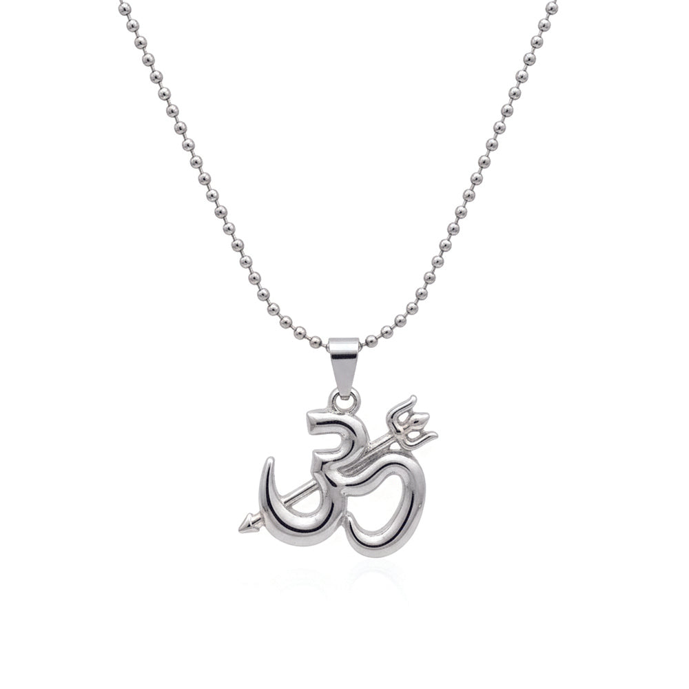 Jewelmaze Om Trishul Pendant Chain for Men Spiritual Jewellery