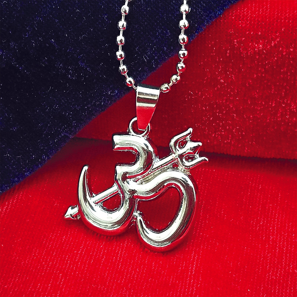 Jewelmaze Om Trishul Pendant Chain for Men Spiritual Jewellery