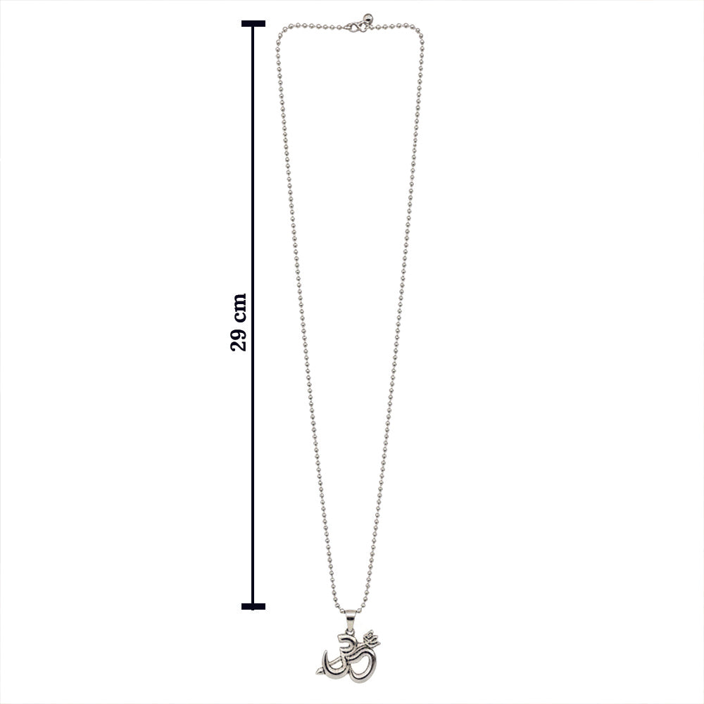 Jewelmaze Om Trishul Pendant Chain for Men Spiritual Jewellery