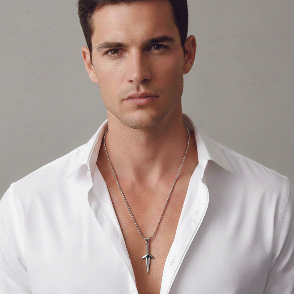 Jewelmaze Trendy Silver Tone Arrow Pendant Chain