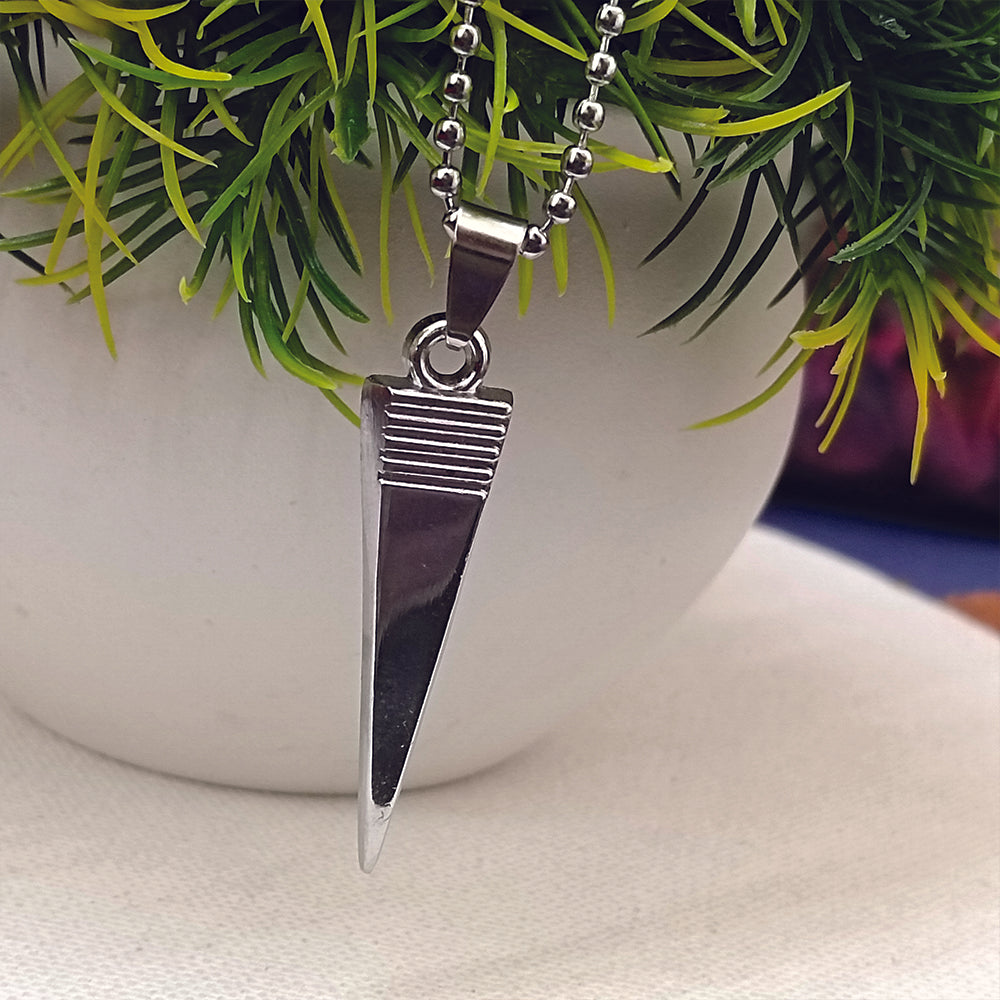 Jewelmaze Stainless Steel Look Pointed Spike Pendant Chain