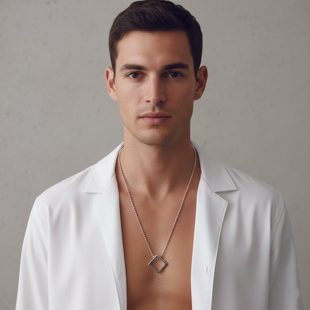 JewelMaze Stylish square motif chain pendent for Men's
