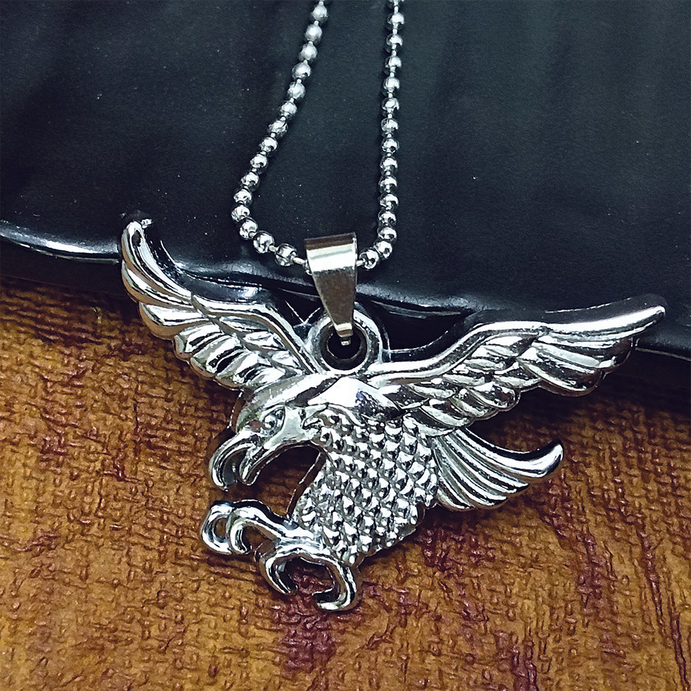 Jewelmaze Flying Eagle Silver Finish Pendant Chain for Men