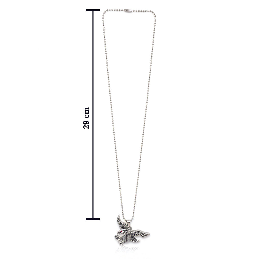 Jewelmaze Flying Eagle Silver Finish Pendant Chain for Men