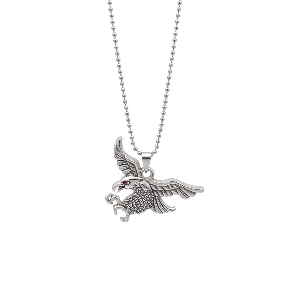 Jewelmaze Flying Eagle Silver Finish Pendant Chain for Men