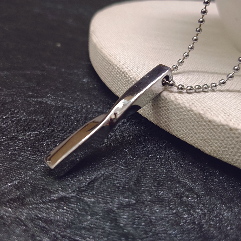 Jewelmaze Sleek Bar Design Silver Tone Pendant Chain