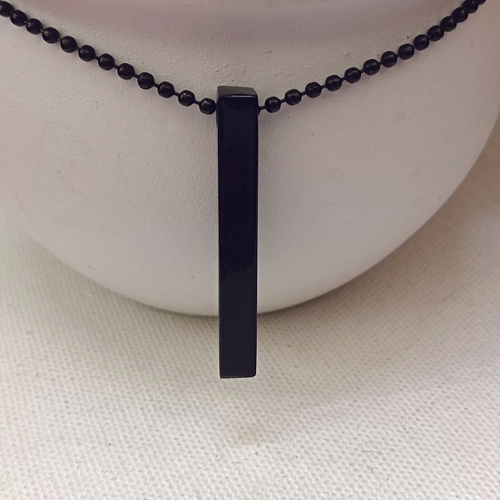 Jewelmaze Everyday Wear Black Finish Bar Pendant Necklace for Men's