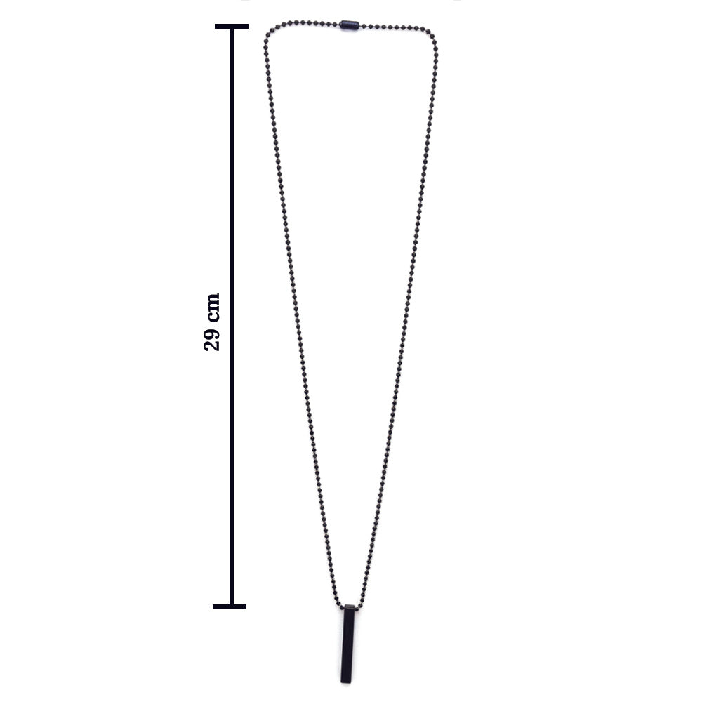Jewelmaze Everyday Wear Black Finish Bar Pendant Necklace for Men's