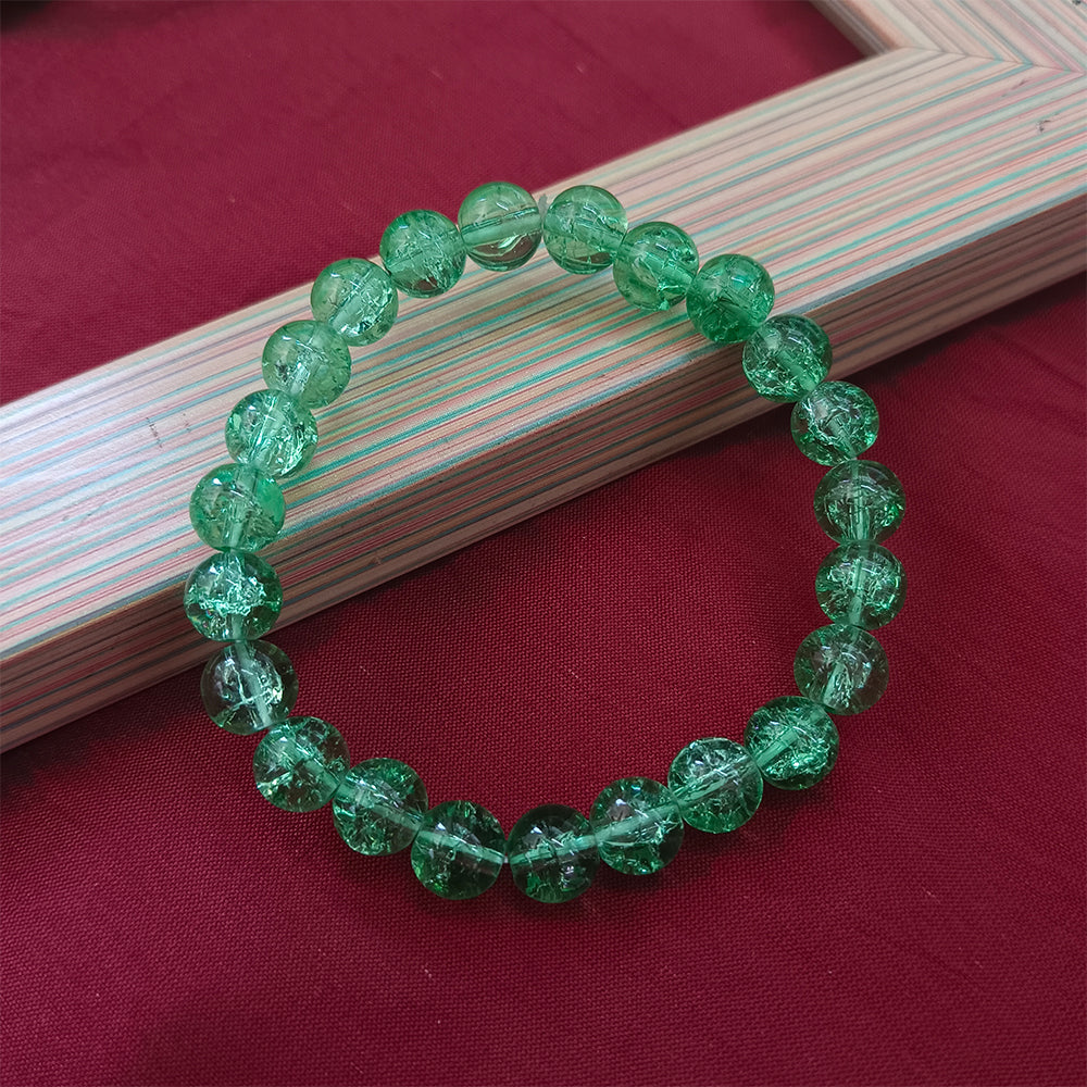 JewelMaze Stretchable Green Beaded Wrist Bracelet