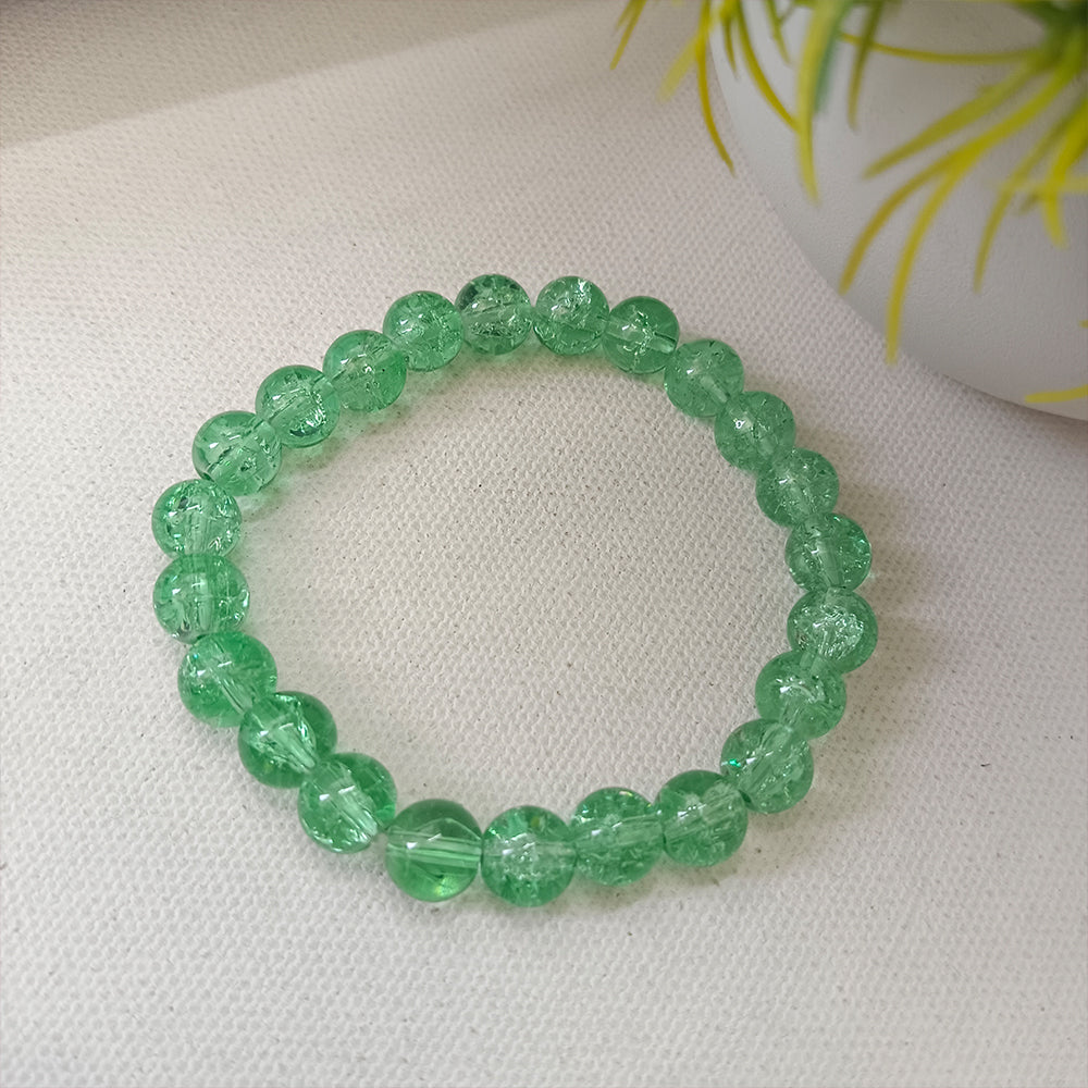 JewelMaze Stretchable Green Beaded Wrist Bracelet
