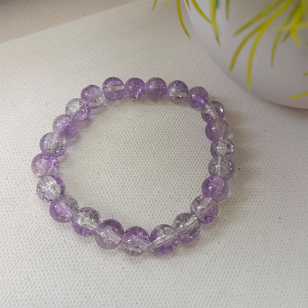 JewelMaze Stretchable Purple Beaded Wrist Bracelet