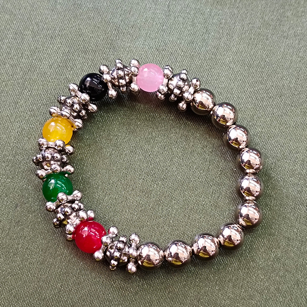 JewelMaze Stretchable Multi Color Beaded Wrist Bracelet