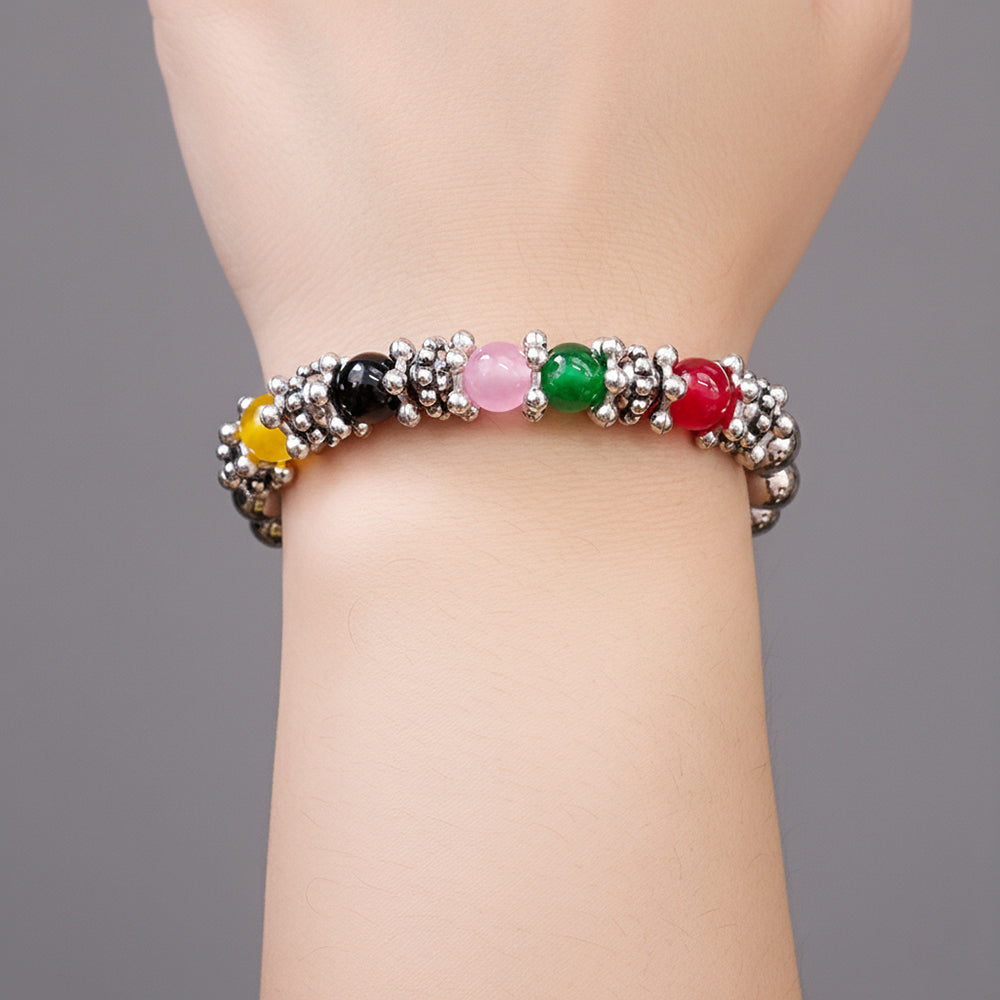 JewelMaze Stretchable Multi Color Beaded Wrist Bracelet