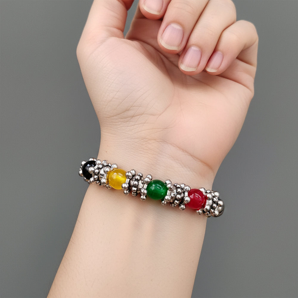 JewelMaze Stretchable Multi Color Beaded Wrist Bracelet