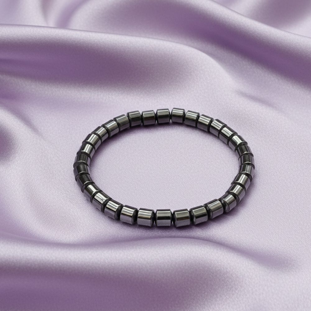 JewelMaze Unisex Hematite Beaded Stretch Bracelet