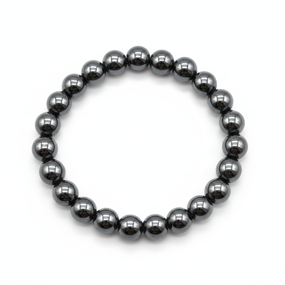 JewelMaze Unisex Hematite Beaded Stretch Bracelet