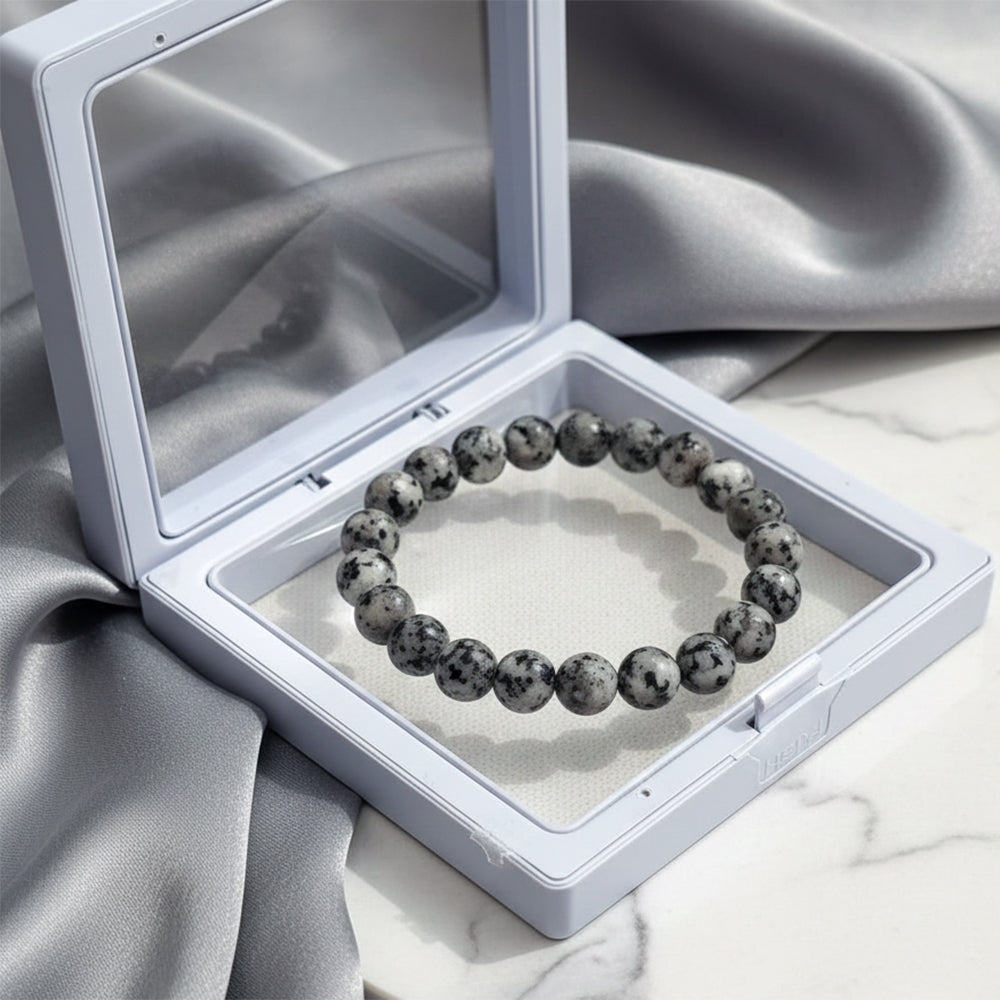 JewelMaze Black Sesame Jasper Natural Stone Bracelet