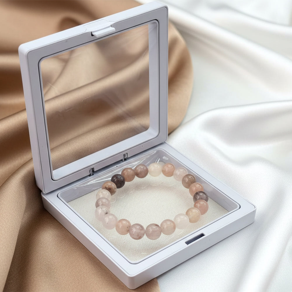 JewelMaze lavender And Rose Quartz Natural Stone Bracelet