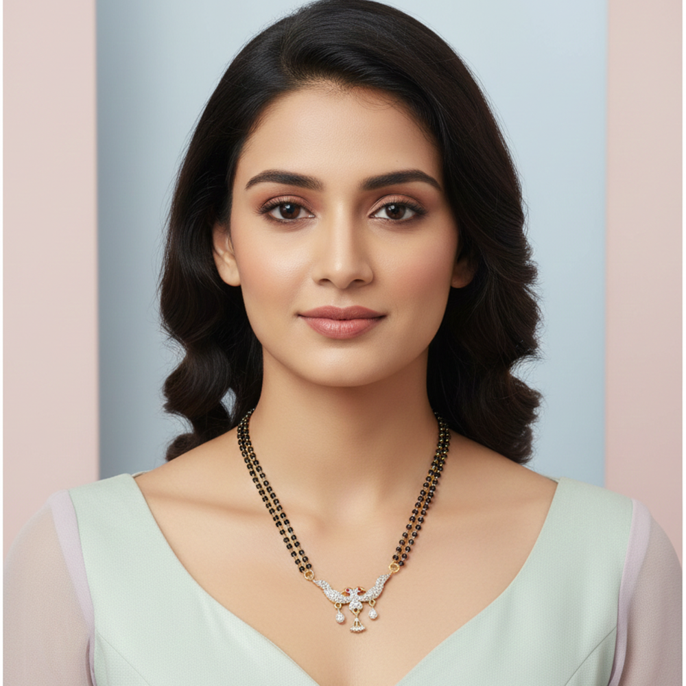 JewelMaze Everyday Wear Ad Stone Mangalsutra Elegant & Lightweight