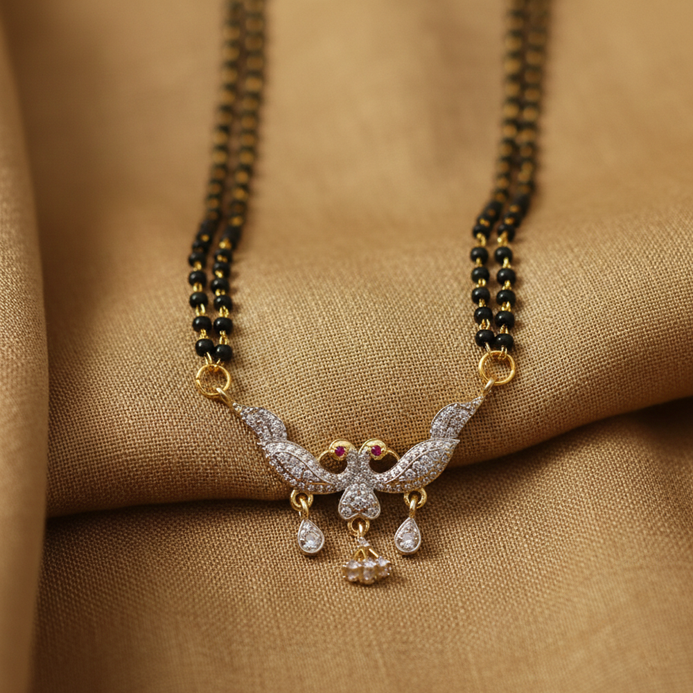 JewelMaze Everyday Wear Ad Stone Mangalsutra Elegant & Lightweight