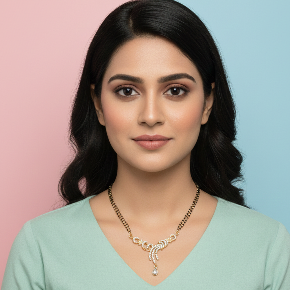 JewelMaze Everyday Wear Ad Stone Mangalsutra Elegant