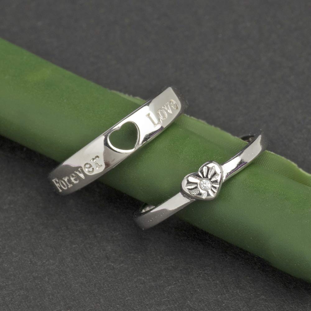 JewelMaze Heart Design Couple Rings for Couples ( Assorted )