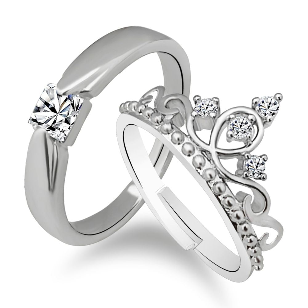 JewelMaze Sparkling Design Couple Rings for Couples ( Assorted )