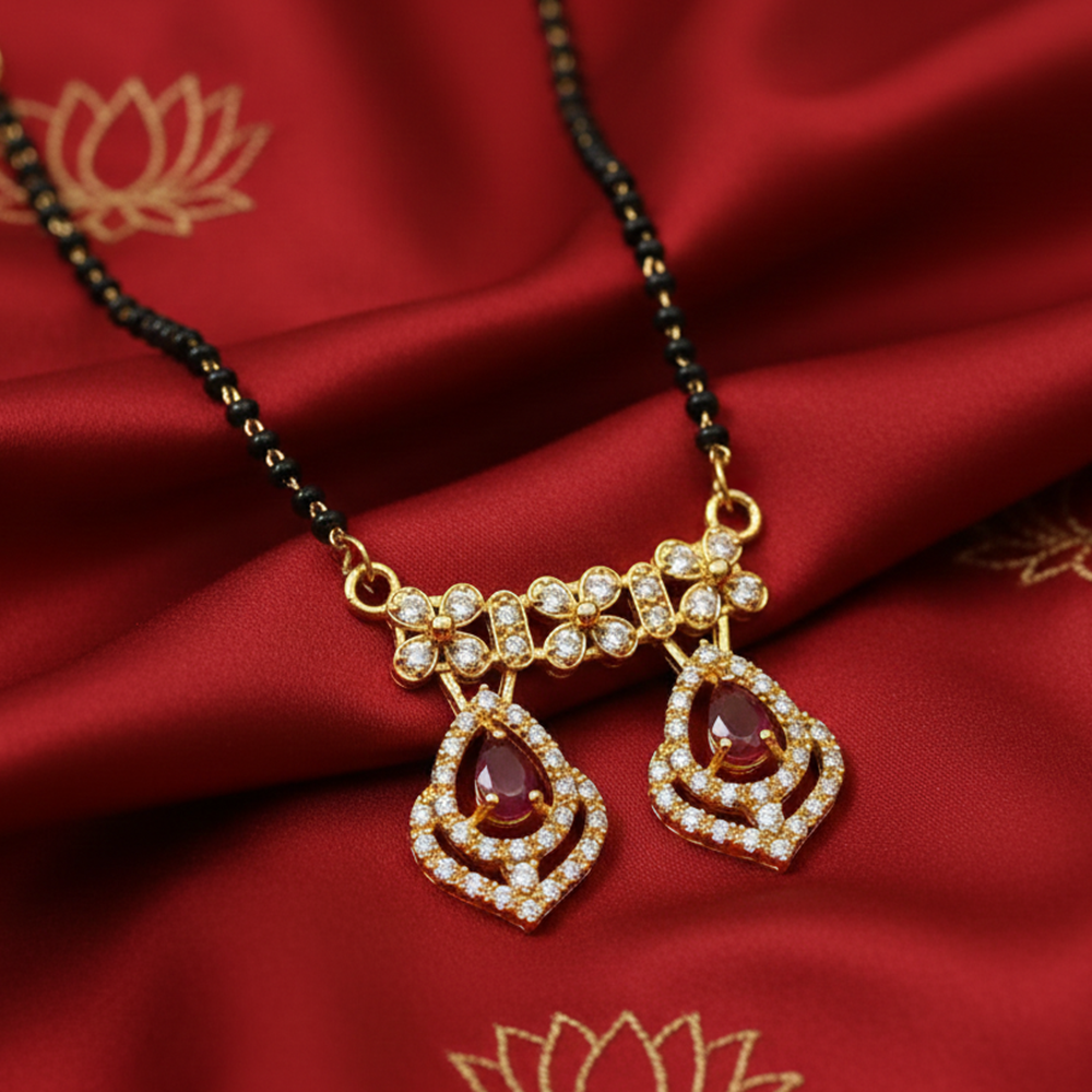 JewelMaze Lightweight Daily Wear Ad Mangalsutra with Stone Work