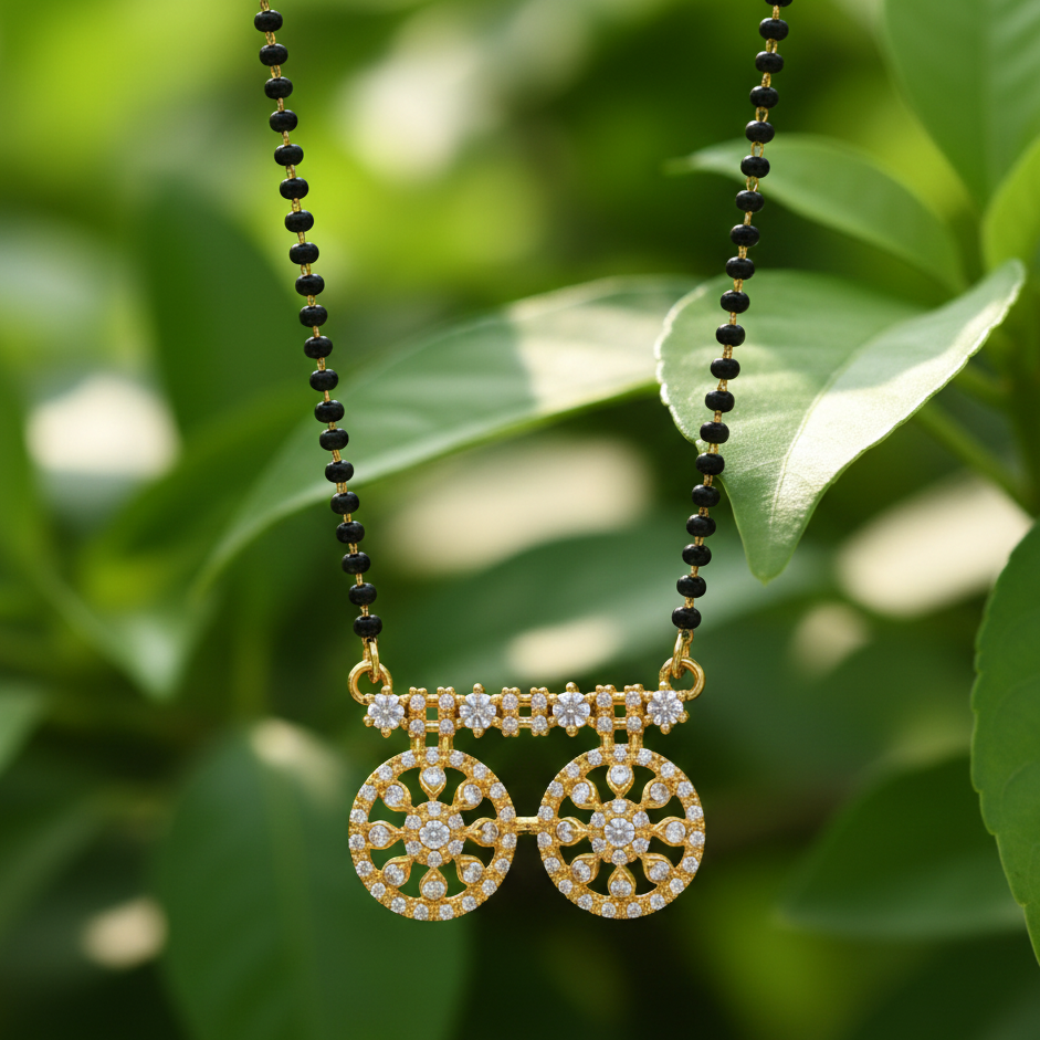 JewelMaze Lightweight Daily Wear Ad Mangalsutra with Stone Work