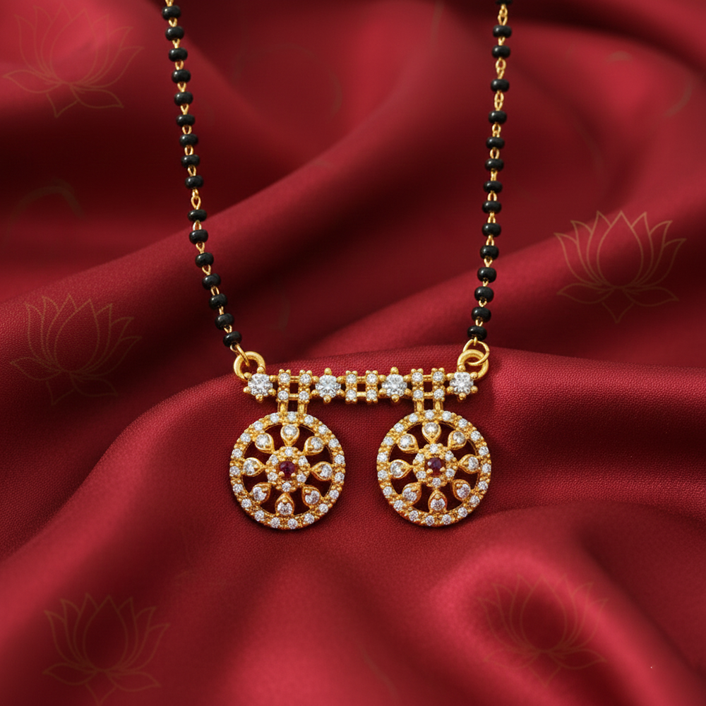 JewelMaze Lightweight Daily Wear Ad Mangalsutra with Stone Work