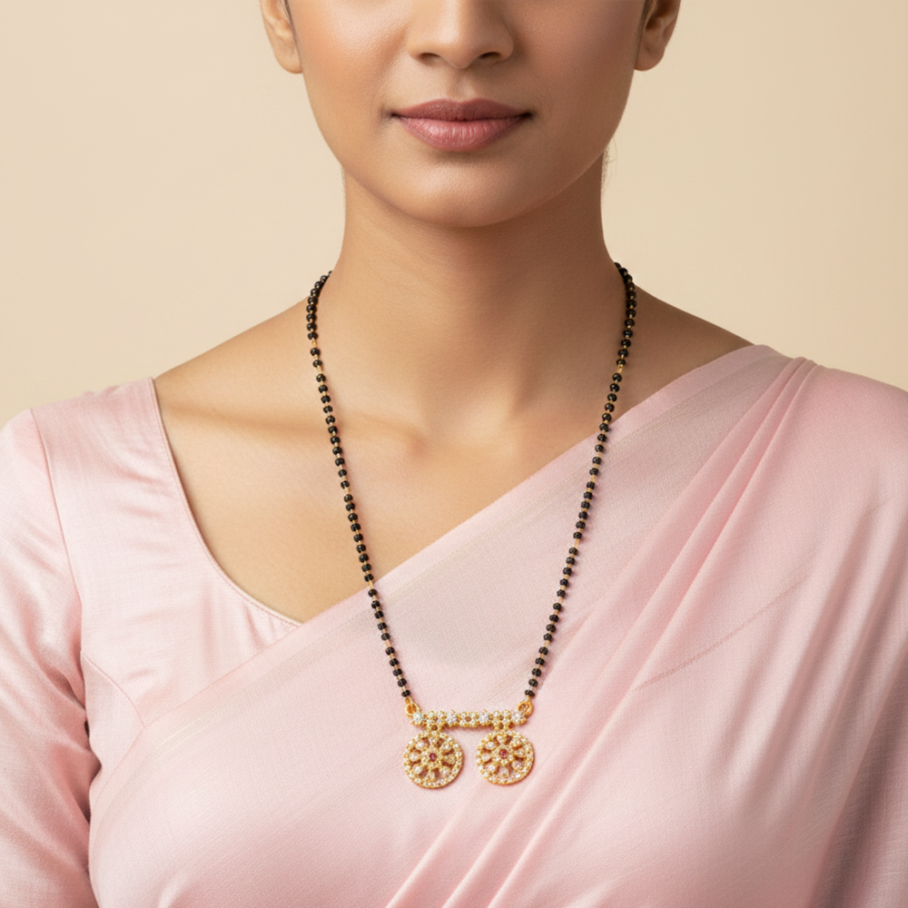 JewelMaze Lightweight Daily Wear Ad Mangalsutra with Stone Work