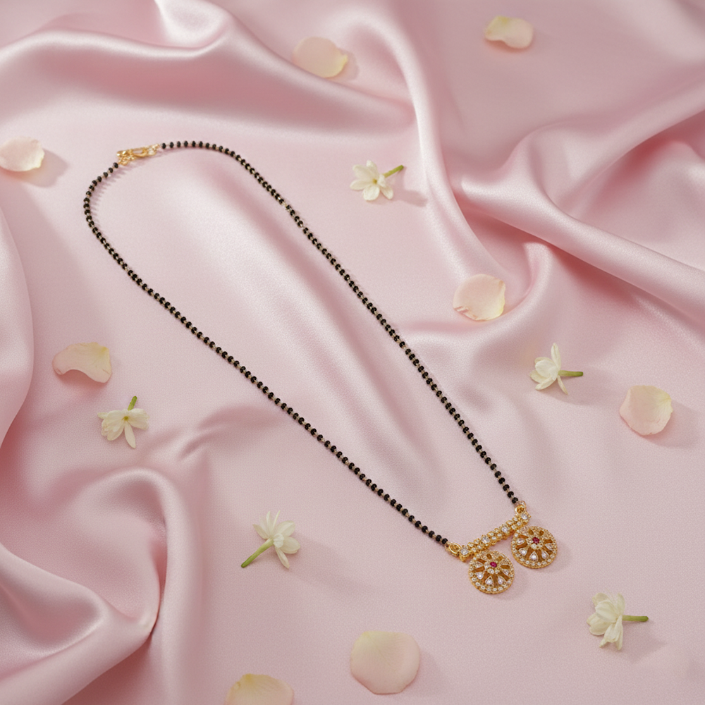 JewelMaze Lightweight Daily Wear Ad Mangalsutra with Stone Work