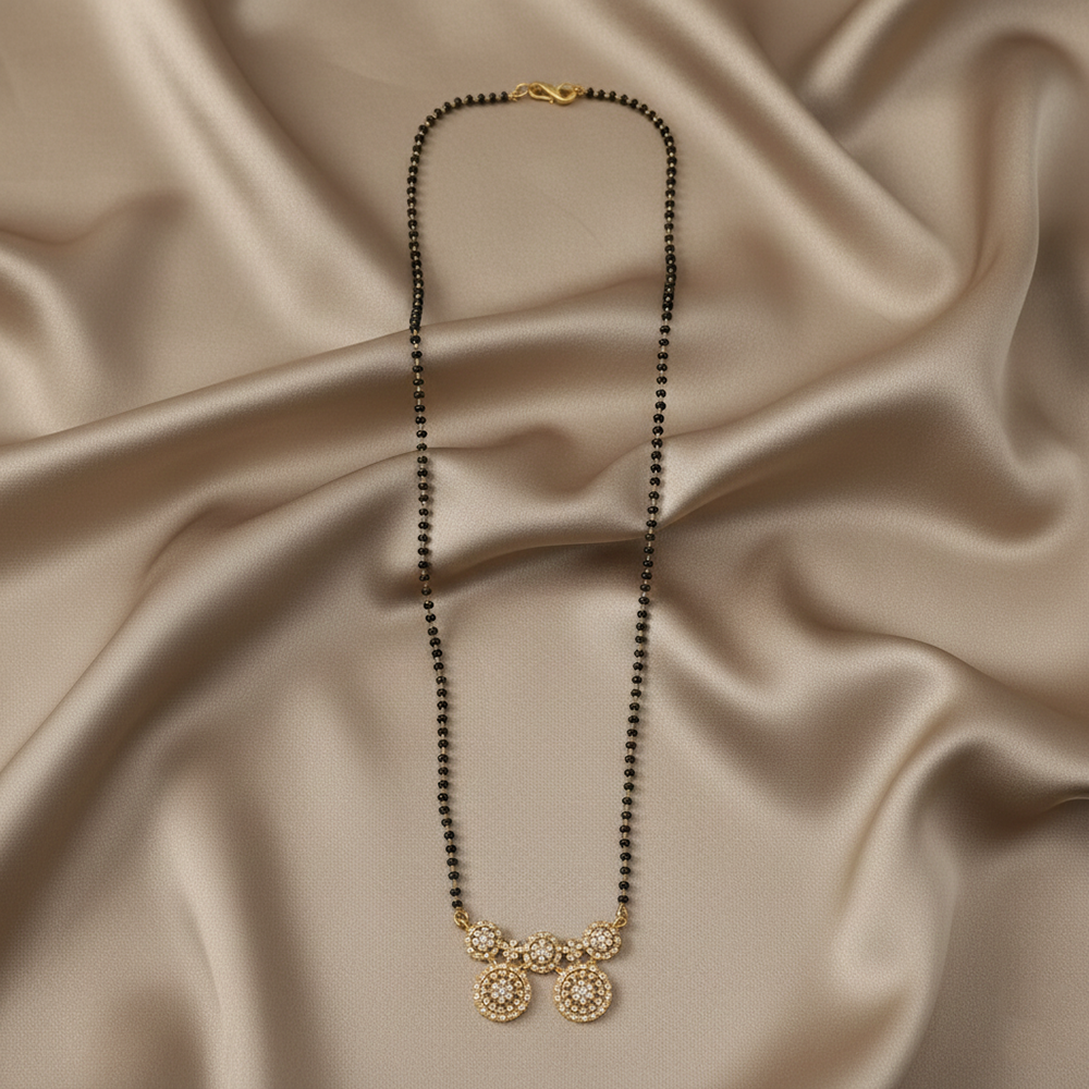 JewelMaze GraceBloom Floral Stone Ad Mangalsutra for Everyday Glam