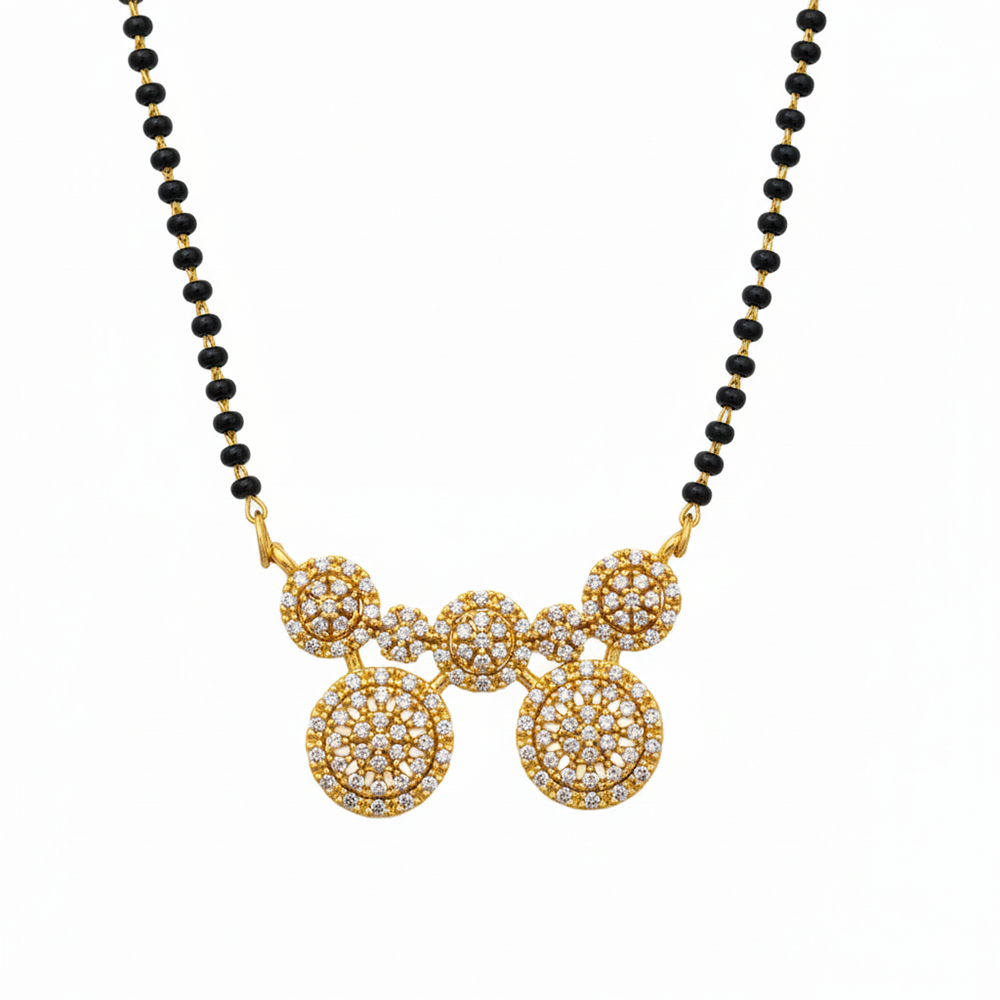 JewelMaze GraceBloom Floral Stone Ad Mangalsutra for Everyday Glam