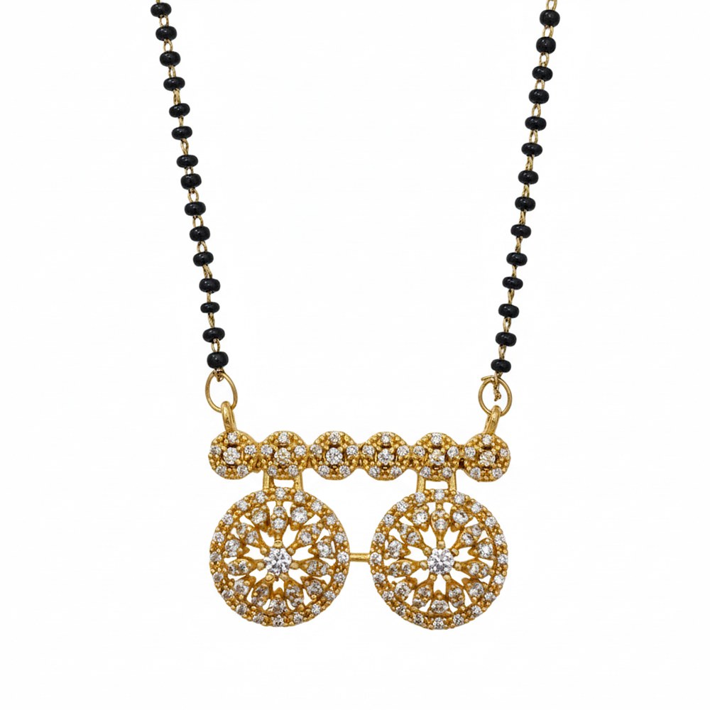 JewelMaze GraceBloom Floral Stone Ad Mangalsutra for Everyday Glam