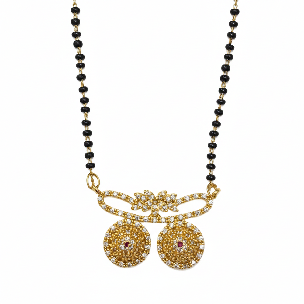JewelMaze Delicate Bloom Gold Finish Ad Mangalsutra for Daily Grace
