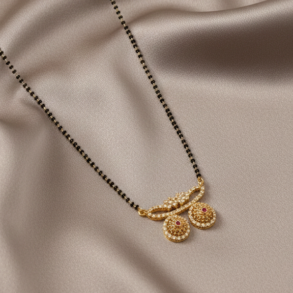 JewelMaze Delicate Bloom Gold Finish Ad Mangalsutra for Daily Grace