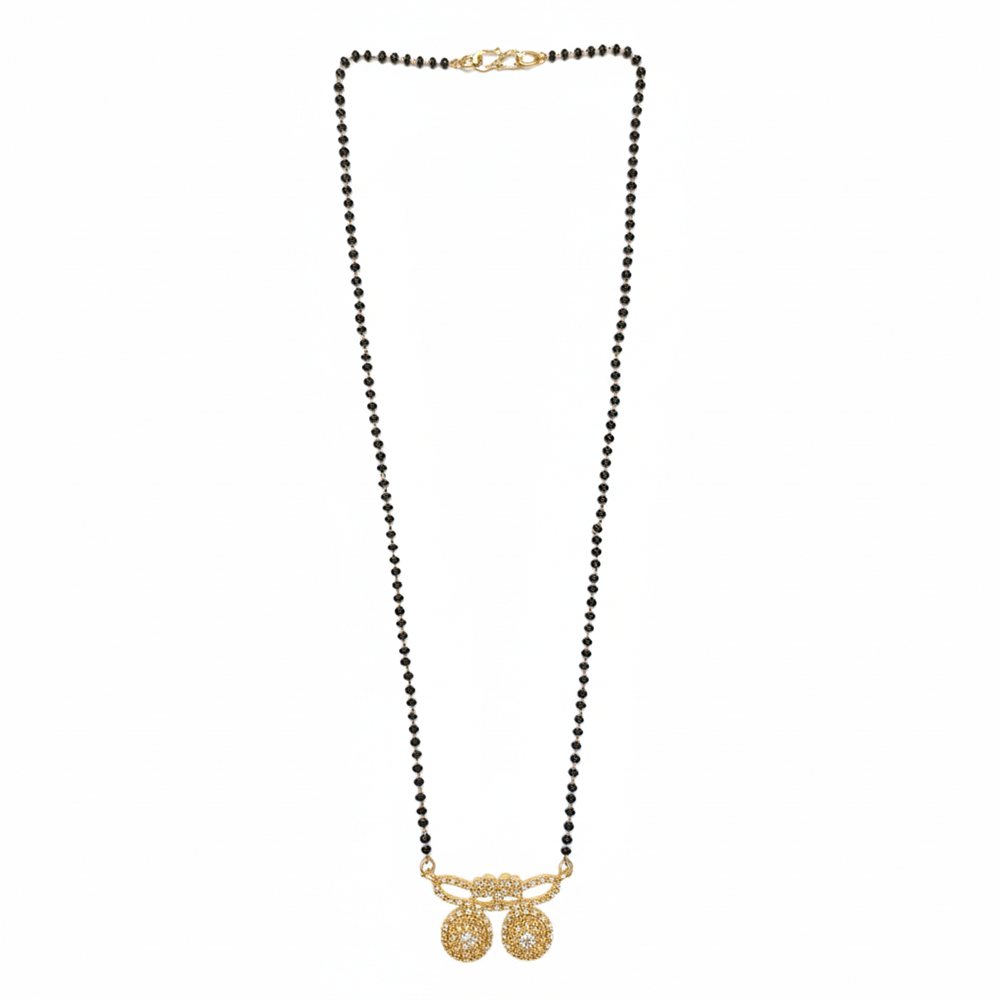 JewelMaze Ethereal Charm Ad Mangalsutra with Black Beads