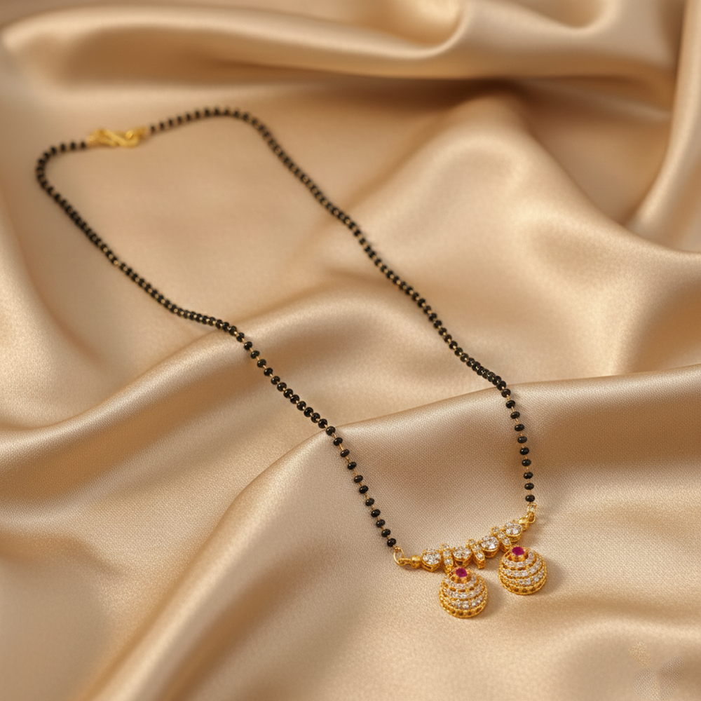 JewelMaze Timeless Petal Motif Ad Mangalsutra with Sparkle