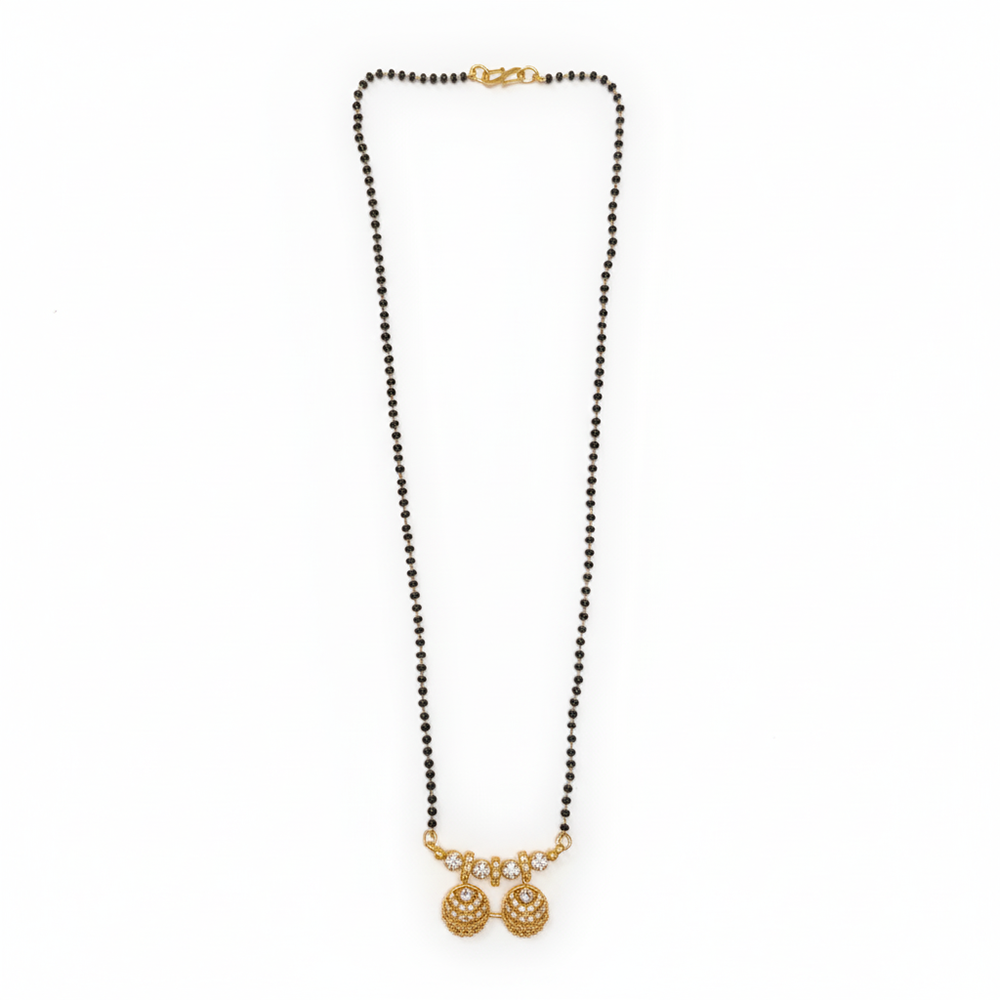 JewelMaze Timeless Petal Motif Ad Mangalsutra with Subtle Sparkle