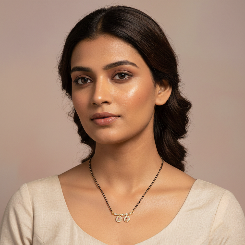 JewelMaze Everyday Wear Ad Stone Mangalsutra Elegant & Lightweight