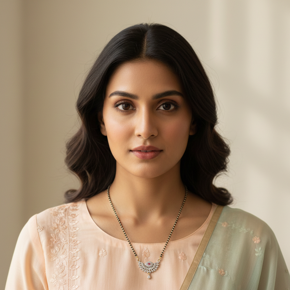 JewelMaze Classic Black Beads Everyday Mangalsutra