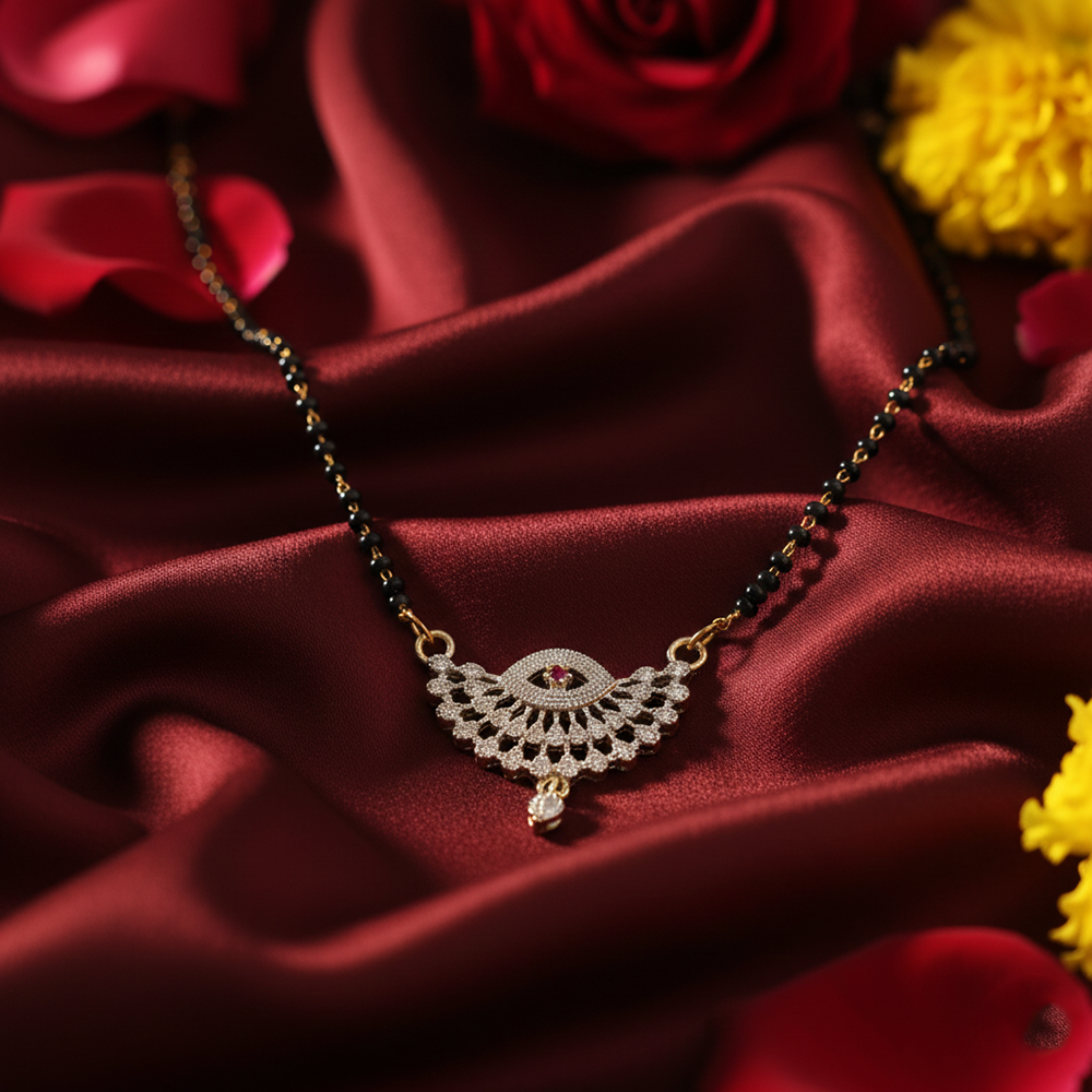 JewelMaze Classic Black Beads Everyday Mangalsutra