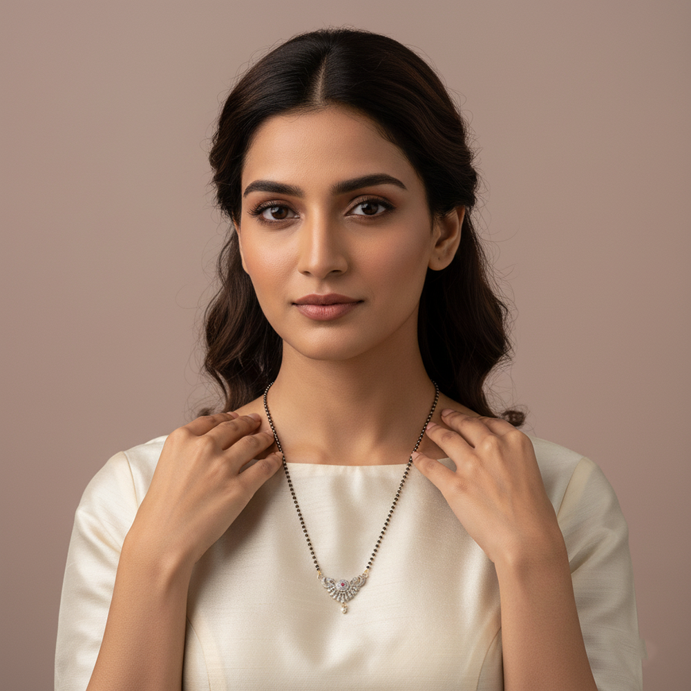 JewelMaze Modern Daily Wear Mangalsutra with Subtle Charm