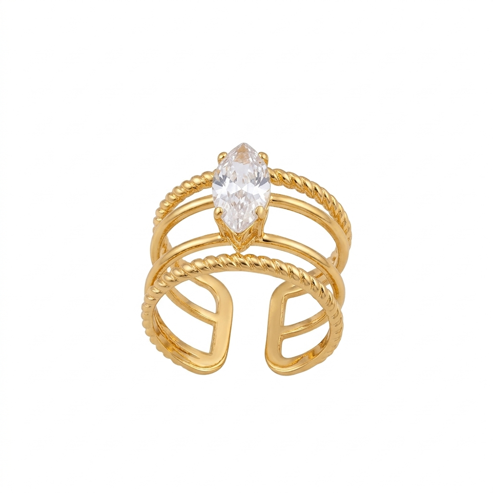 JewelMaze American Diamond Anti Tarnish Adjustable Ring