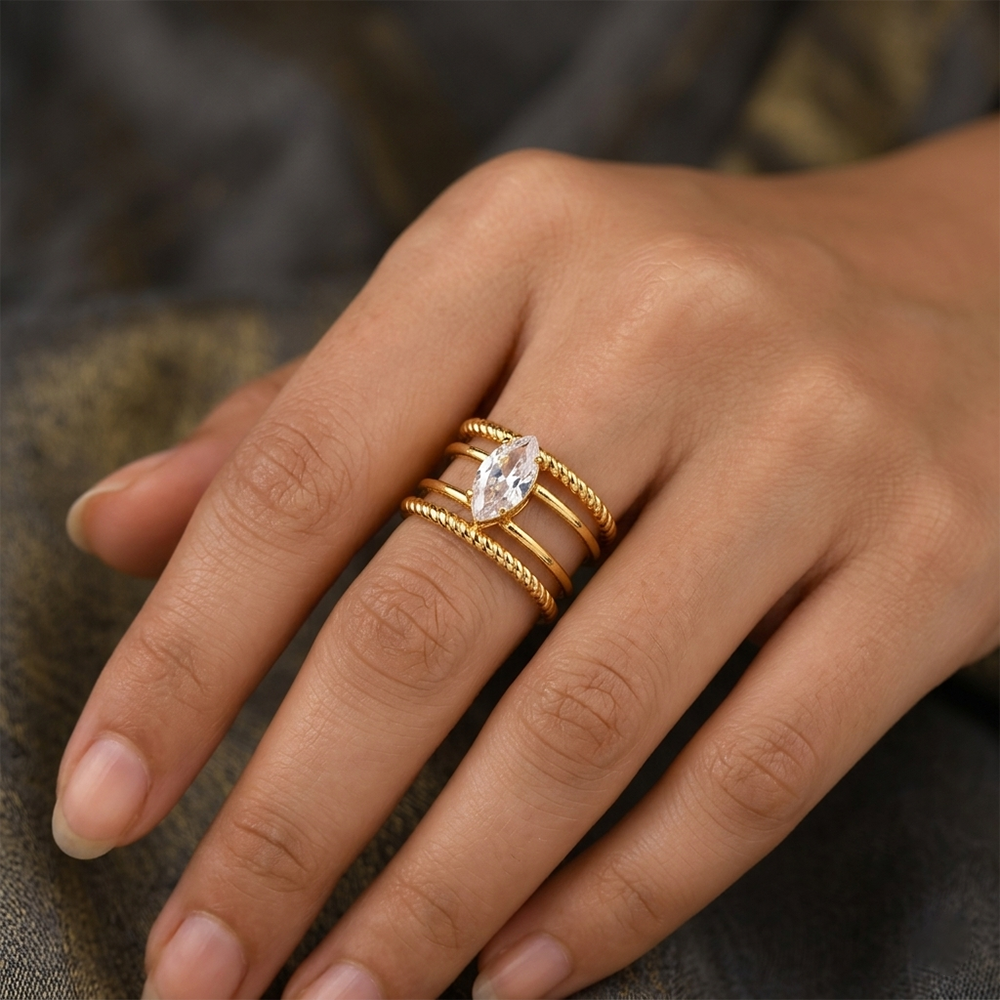 JewelMaze American Diamond Anti Tarnish Adjustable Ring