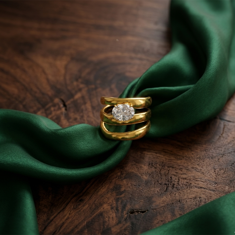 JewelMaze American Diamond Anti Tarnish Adjustable Ring